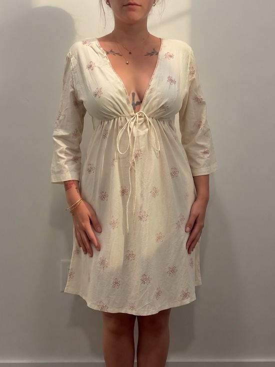 Dresses & Skirts - Vintage Cream Embroidered beaded Babydoll Mini Dress